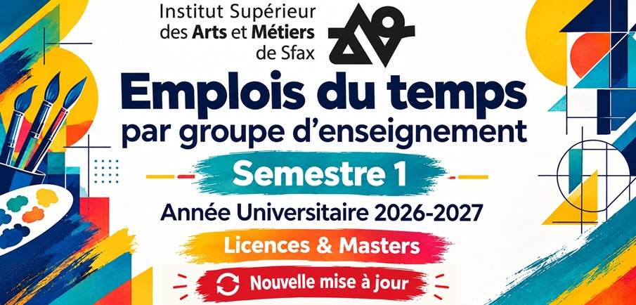 Versions mises à jour des emplois du temps par groupe d'enseignement Semestre 1 — 2026-2027