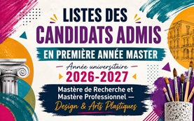 LISTES DES CANDIDATS ADMIS EN 1 ÈRE ANNÉE MASTER Année universitaire 2026-2027